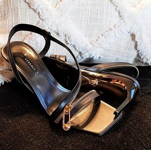 Versace Safety Pin leather Sandals